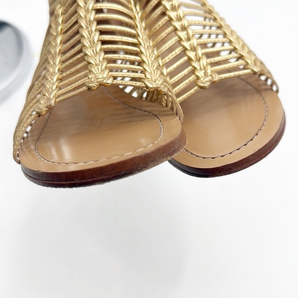 Sigerson Morrison Kelma Leather Gladiator Sandals Gold Flats size 6.5 - Picture 3 of 12